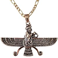 Large Double Sided Gold Pt Farvahar Necklace Iranian Gift Persian Iran Faravahar Chain