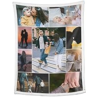 Custom Blankets with Photos Collage Personalized Throw Blankets with Picture and Text Soft Flannel Blankets Bed Throws Gift for Baby Kid Family Friend Anniversary Present 50x60 Inch, 9 Photos Collage