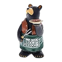 Whimsical Black Bear Cooking Chef Grill Master Figurine - Mr Good Lookin is Cooking - Lodge, Cabin Decor