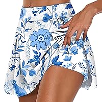 Tennis Skirts for Women Paisley Pleated Athletic Golf Skorts Skirt with Shorts Pockets Lightweight Running Workout Skirt