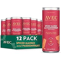 Spiced Mango & Passionfruit Premium Flavored Sparkling Water, Bubbly Drink Mixer, Real Fruit Juice, Vegan Non Alcoholic Drinks, Gluten Free Seltzer Water, No Added Sugar, Pack of 12 Cans, 8.45oz