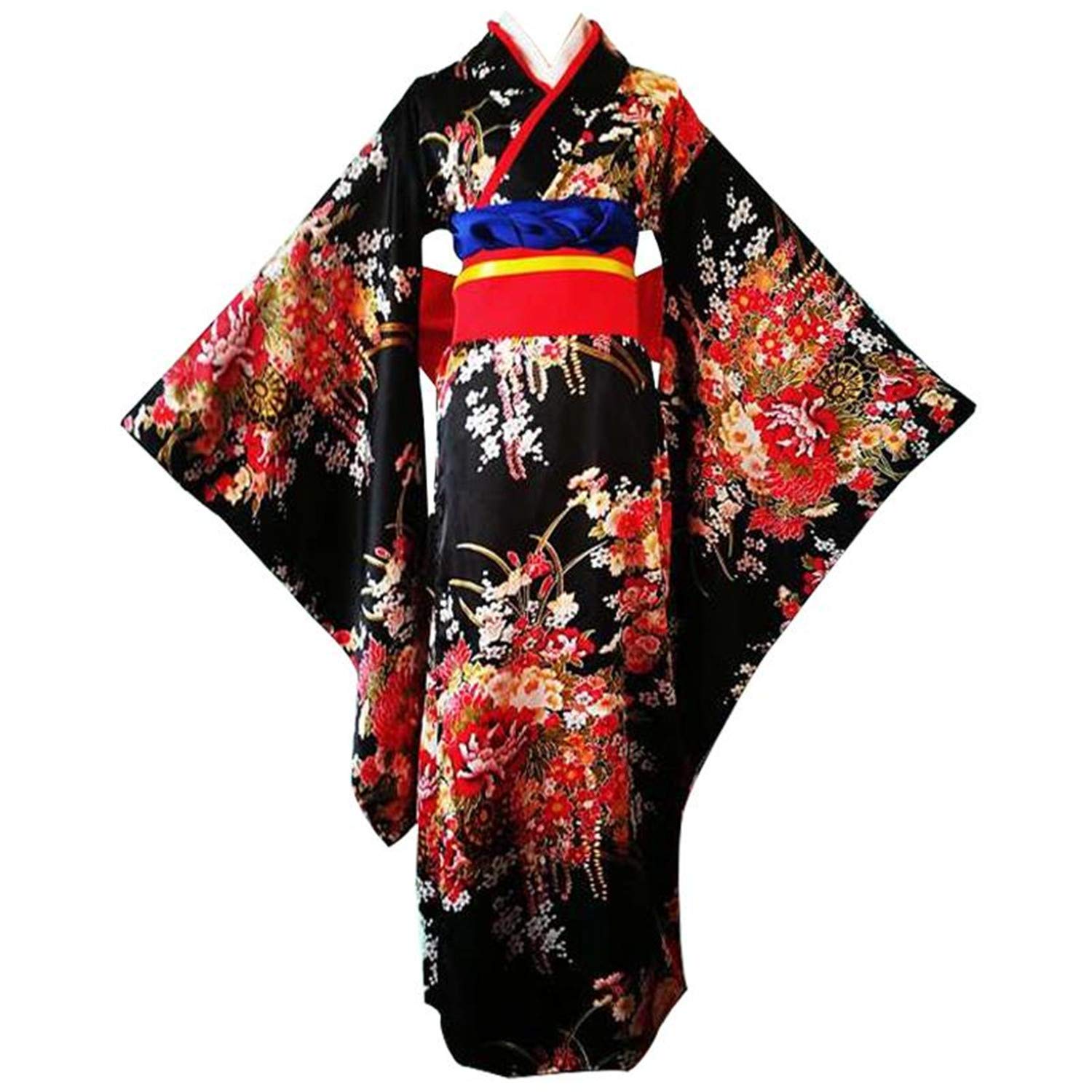 Premium AI Image | A woman in a kimono and a dress with flowers on it.