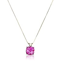 Amazon Collection 14k Gold Cushion Checkerboard Pendant Necklace (8mm)