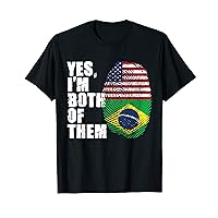 Yes I'm Both Of Them Brazil American Flag Fingerprint T-Shirt