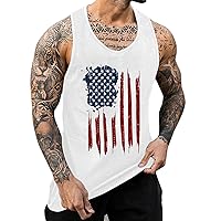 Muscle Tank Tops for Men American Flag Patriotic Sleeveless Shirts Independence Day 4th of July Dry Fit Casual Summer Shirt