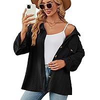 Womens Cable Shacket Casual Long Sleeve Jackets Button Down Shirts Dressy Oversized Shacket Fall 2023 Fashion Outfits