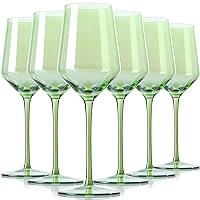 Physkoa【Green Wine Glasses Set - Crystal Green Wine Glasses With Long Stem,Perfect Green Wine Stemware for Home Decro 15oz