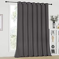 NICETOWN Sliding Patio Door Curtains - Grey Blackout Room Darkening Door Vertical Blinds for Dining Room with Grommet Top (Gray, 100 inches W x 95 inches L)