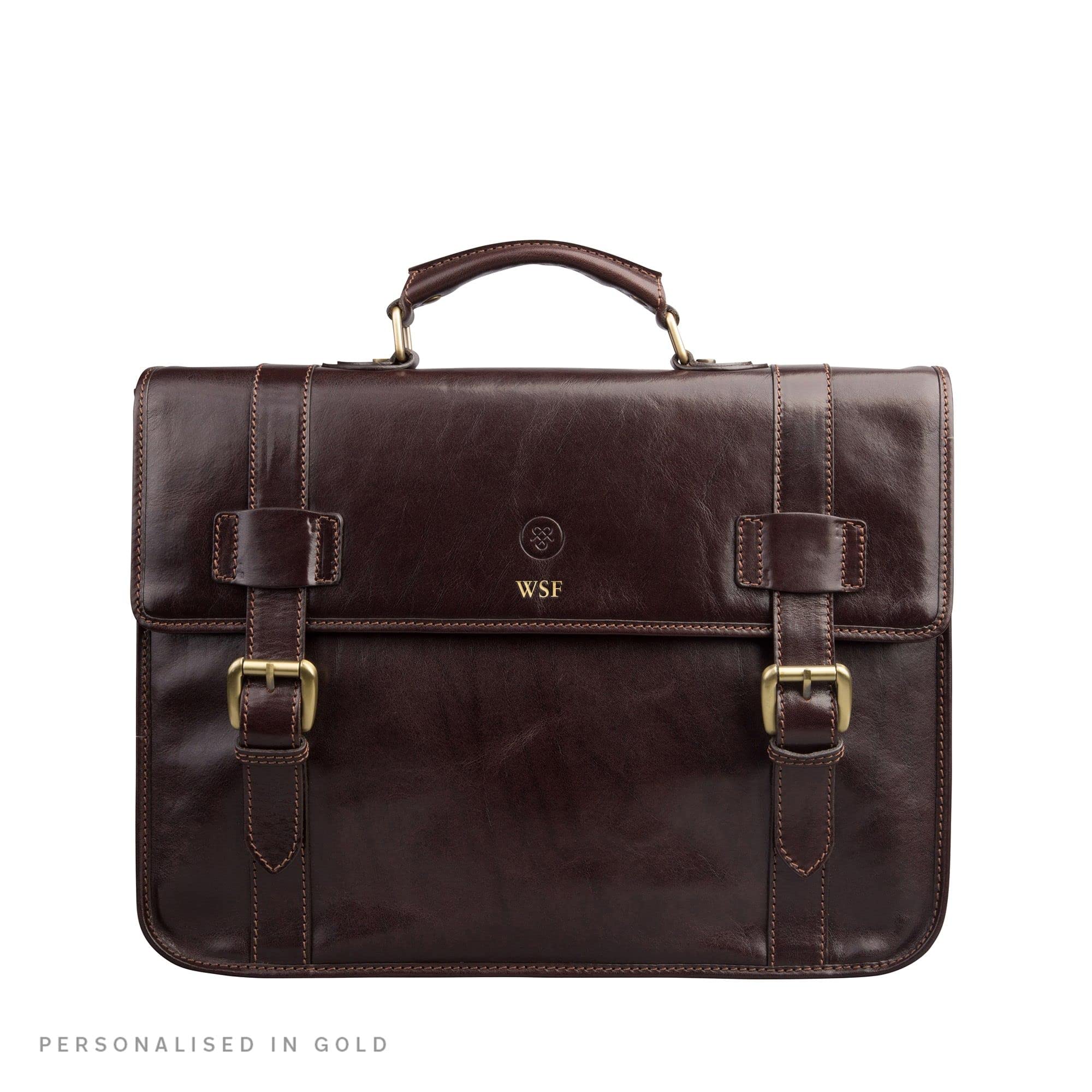 Personalized Maxwell Scott | The Micheli | Leather Briefcase | Fine Quality, Genuine Leather Goods | Made In Italy | Male