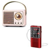 PRUNUS J-328 Mini Portable Pocket FM Radio MP3 Walkman Radio PRUNUS J-999 Portable Retro Bluetooth Speaker,