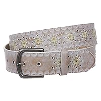 Snap on Flower Embossing Vintage Leather Belt