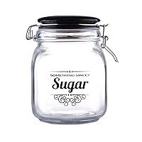 Home Basics 33.8 oz. Glass Storage Jar Container with Air tight Ceramic Flip Top Lid and Easy Grip Locking Clamp, Food Storage Canister for Tea, Coffee, Spice and More (BLACK)