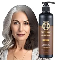 New Gold Real Cover Shampoo [Natural Brown] for Gray Hair Care with Korean Herbal Extracts, Anti-Hair Loss Formula, 300g