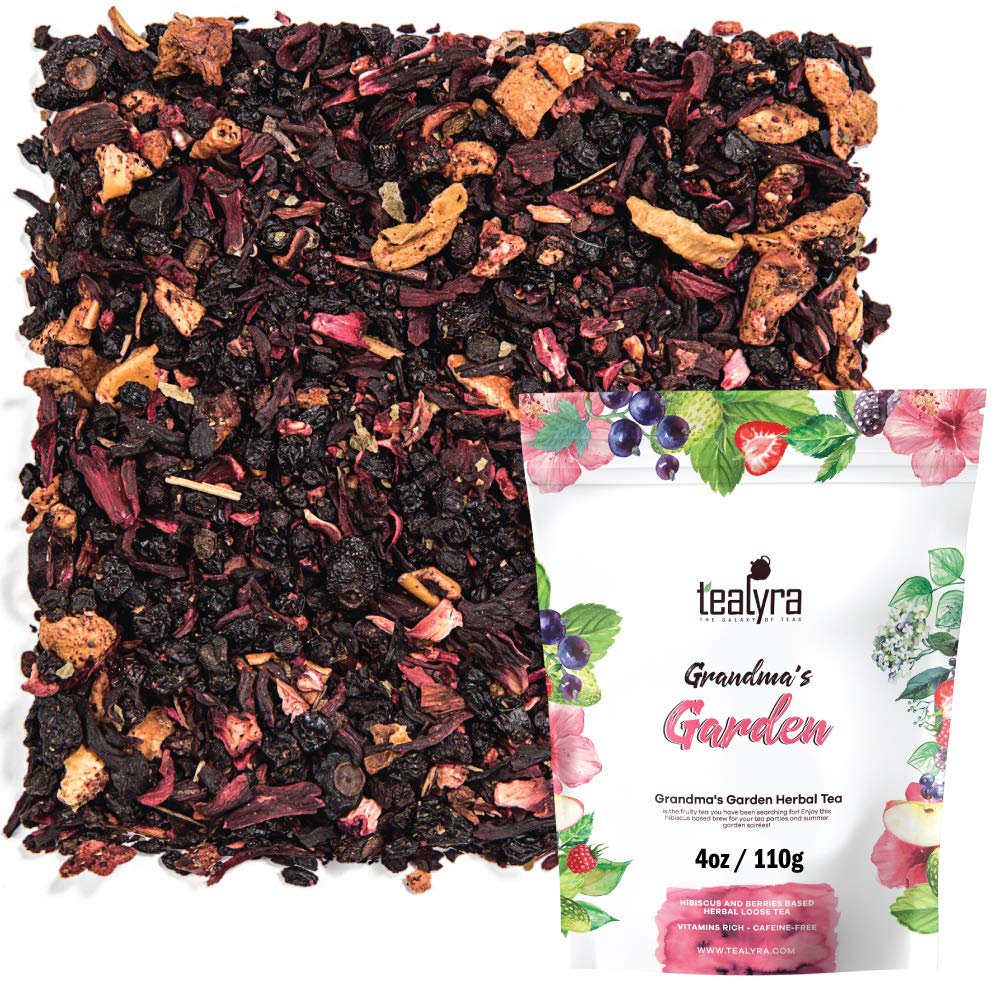 Tealyra - Grandma's Garden Berry - Fruit Tea Blend - Hibiscus and Berries Based Herbal Loose Leaf Tea - Vitamines Rich - Caffeine-Free - Hot an...
