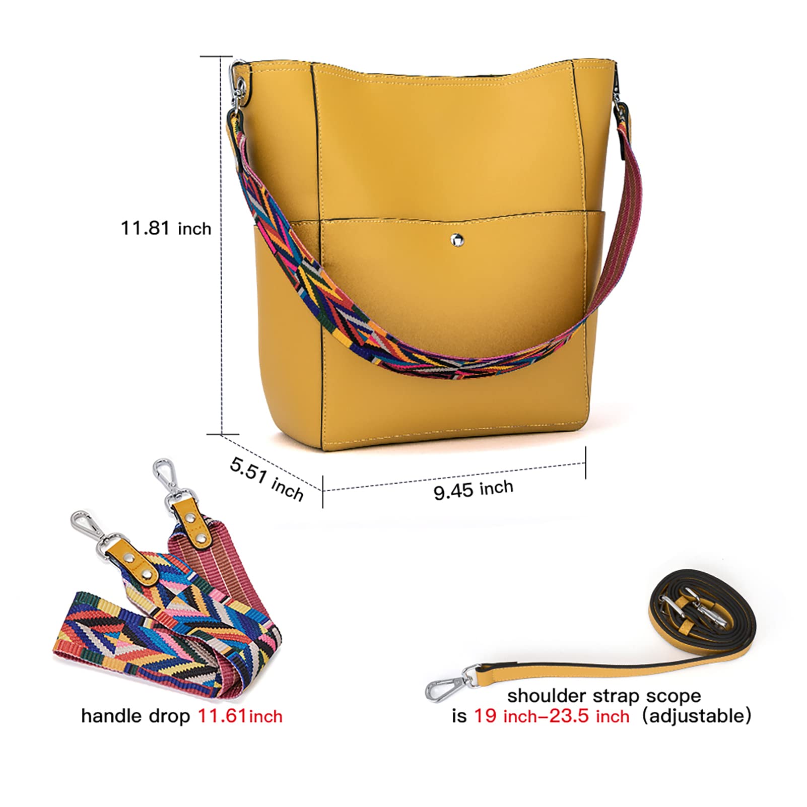 BROMEN Handbags for Women Bucket Bags Vegan Leather Purses and Handbags Crossbody Purse