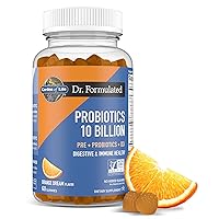 Garden of Life Dr Formulated 10 Billion CFU Prebiotic Fiber & Probiotic Gummies with Vitamin D3 for Digestive and Immune Health – Gluten Free, Non GMO, No Added Sugar, Orange Dream Flavor, 60 Gummies