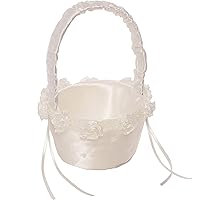 5073062010 Small Flower Girl Basket for Weddings and Other Celebrations, 3.5'' W x 5'' L x 7.5'' H, White Ivory