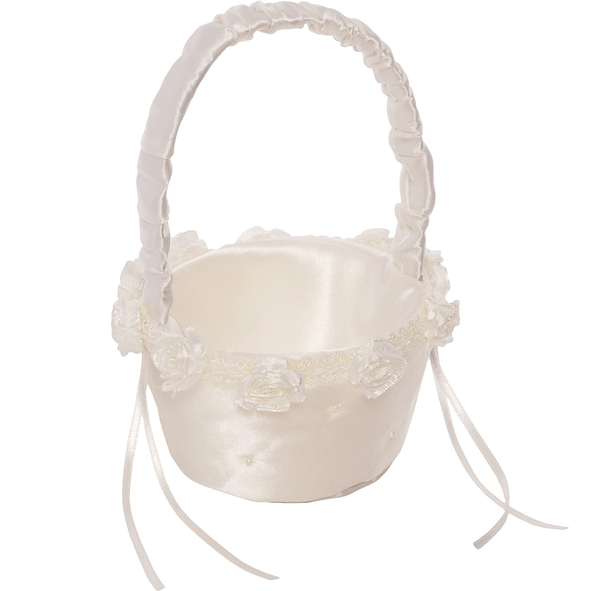 Simplicity 5073062010 Small Flower Girl Basket for Weddings and Other Celebrations, 3.5'' W x 5'' L x 7.5'' H, White Ivory