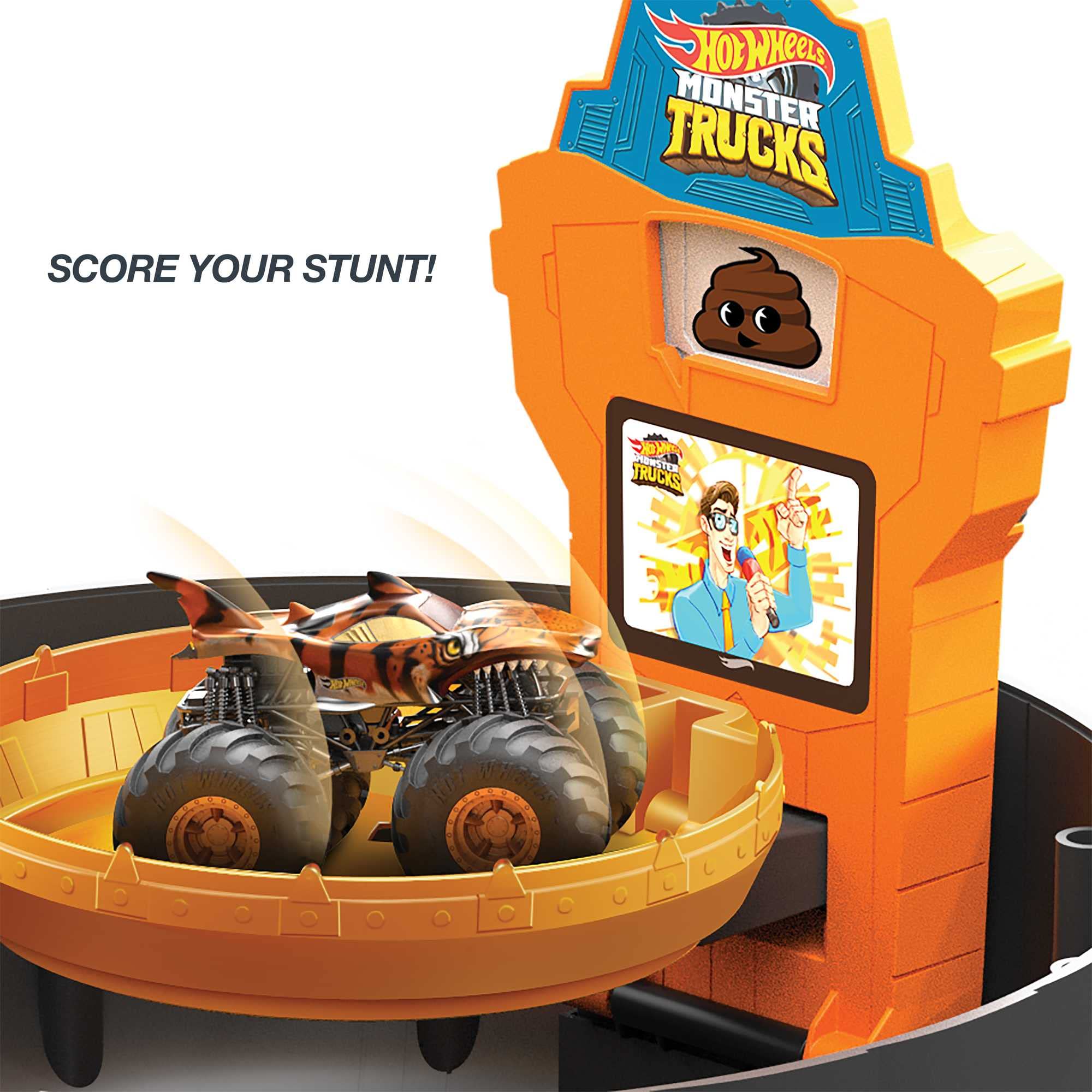 Hot Wheels Monster Trucks Stunt Tire Playset With 3 Toy Monster Trucks & 4 Hot Wheels Toy Cars in 1:64 Scale [Amazon Exclusive]