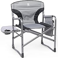 EVER ADVANCED Lightweight Folding Directors Chairs Outdoor, Aluminum Camping Chair with Side Table and Storage Pouch, Heavy Duty Supports 350LBS