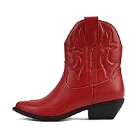 Soda Women Cowgirl Cowboy Western Stitched Ankle Boots Pointed Toe Short Booties Rigging-S