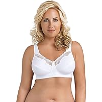 Exquisite Form 5100535 Fully Cotton Soft Cup Wireless Full-Coverage Bra with Back Closure & Lace