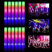 Glow Sticks Bulk, 52 Pcs LED Foam Sticks Light Up Batons Party Favors with 3 Modes Colorful Flashing, Glow in the Dark Party Supplies for Wedding, Party, Raves, Concert