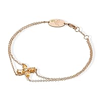 18K Yellow/White/Rose Gold Flower Bracelet With 0.83 Total Carat Weight Natural Diamond (Pear Shape, Orange Color, VS-SI2 Clarity) Dainty Bracelets For Women, Gold Jewelry For Women, Gift For Her