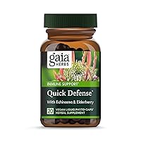 Gaia Herbs Quick Defense - Fast-Acting Immune Support Supplement for Use at Onset of Symptoms - with Echinacea, Black Elderberry, Ginger & Andrographis - 20 Vegan Liquid Phyto-Capsules (2-Day Supply)