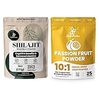 Premium Duo: 5oz Raw Shilajit & 3.5oz Passion Fruit Powder - Men's Energy Support, Immune Boost, with Freeze Dried Passion Fruit Powder for Baking, Smoothies, Additive-Free Extract