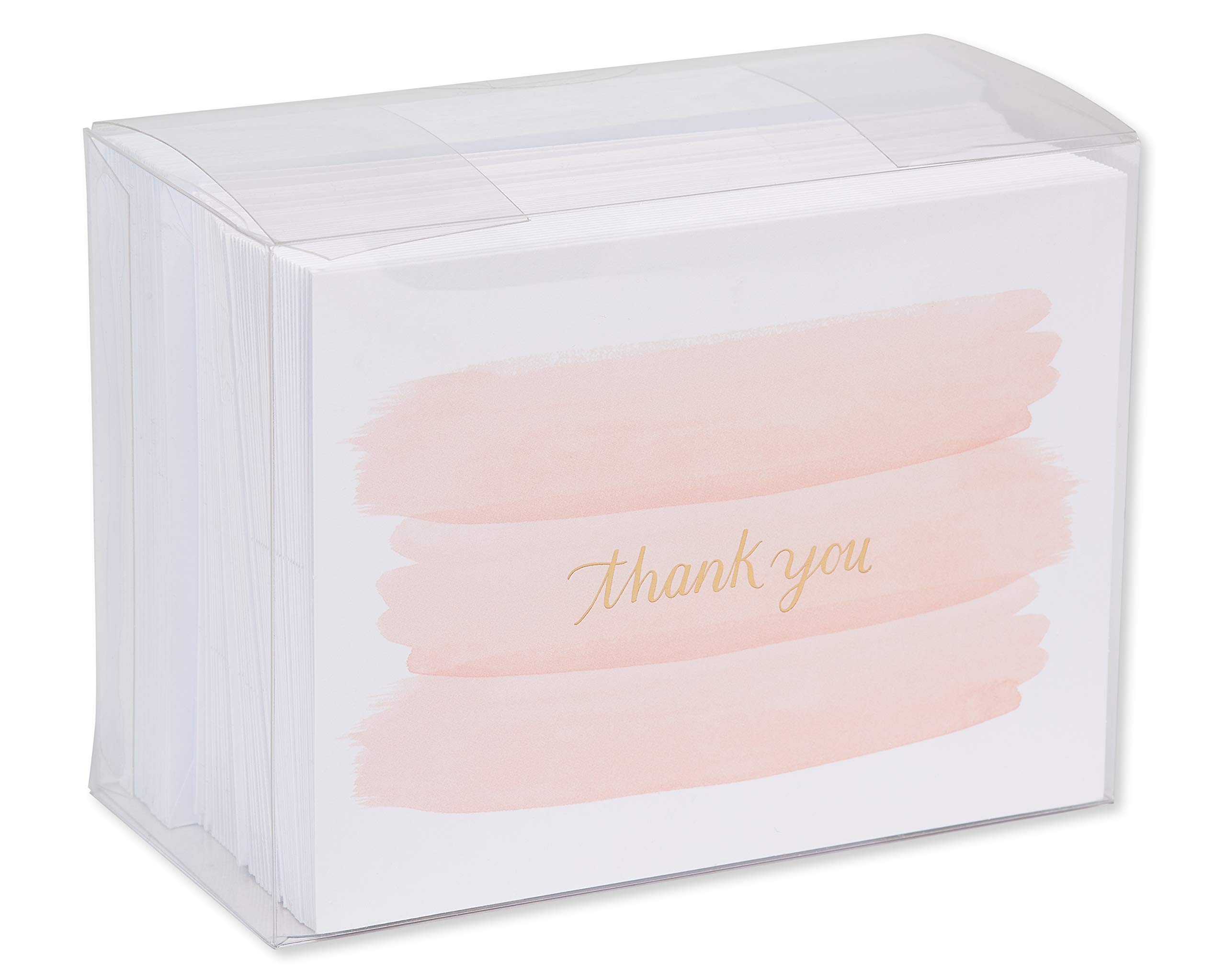 American Greetings Thank You Cards with Envelopes, Pink Brushstrokes (50-Count)