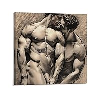 SUKWA Sexy Muscular Gay Art Poster Male Art Abstract Poster Wall Gay Gift Poster8 Canvas Poster Bedroom Decor Office Room Decor Gift Frame-style 12x12inch(30x30cm)