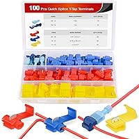 100PCS Quick Splice Solderless Wire and T-Tap Electrical Connectors 22-18 18-14 12-10 AWG T Tap Insulated Terminal Assortment Kit