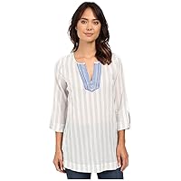 Nydj Womens Cotton Embroidered Tunic