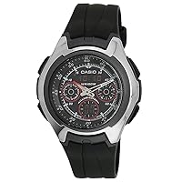 Casio Japanese Men's Analogue Digital Watch with Plastic Strap AQ-163W-1B2, Black/Silver, Core
