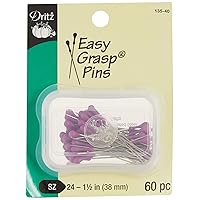 Dritz 135-40 Easy Grasp Pins, 1-1/2-Inch (60-Count) , Purple