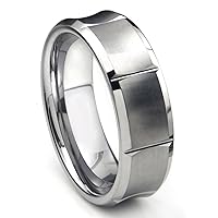 Titanium Kay Tungsten Concave Wedding Band Ring w/Horizontal Grooves