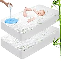 Waterproof Mattress Protector Crib Size Viscose Cooling and Breathable Mattress Pad Cover, Deep Pocket Fitted Sheet-Up to 21
