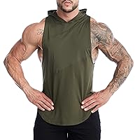 Mens Tank Tops Beach,Plus Size Bodybuilding Sleeveless Casual Sport Fashion Workout Hooded Solid Gym Vest T-Shirts