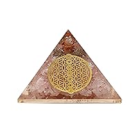 Large Orgone Pyramid | Rose Quartz Pyramid Crystal | Chakra Flower of Life Orgonite Pyramid | Organ Pyramids Positive Energy Healing