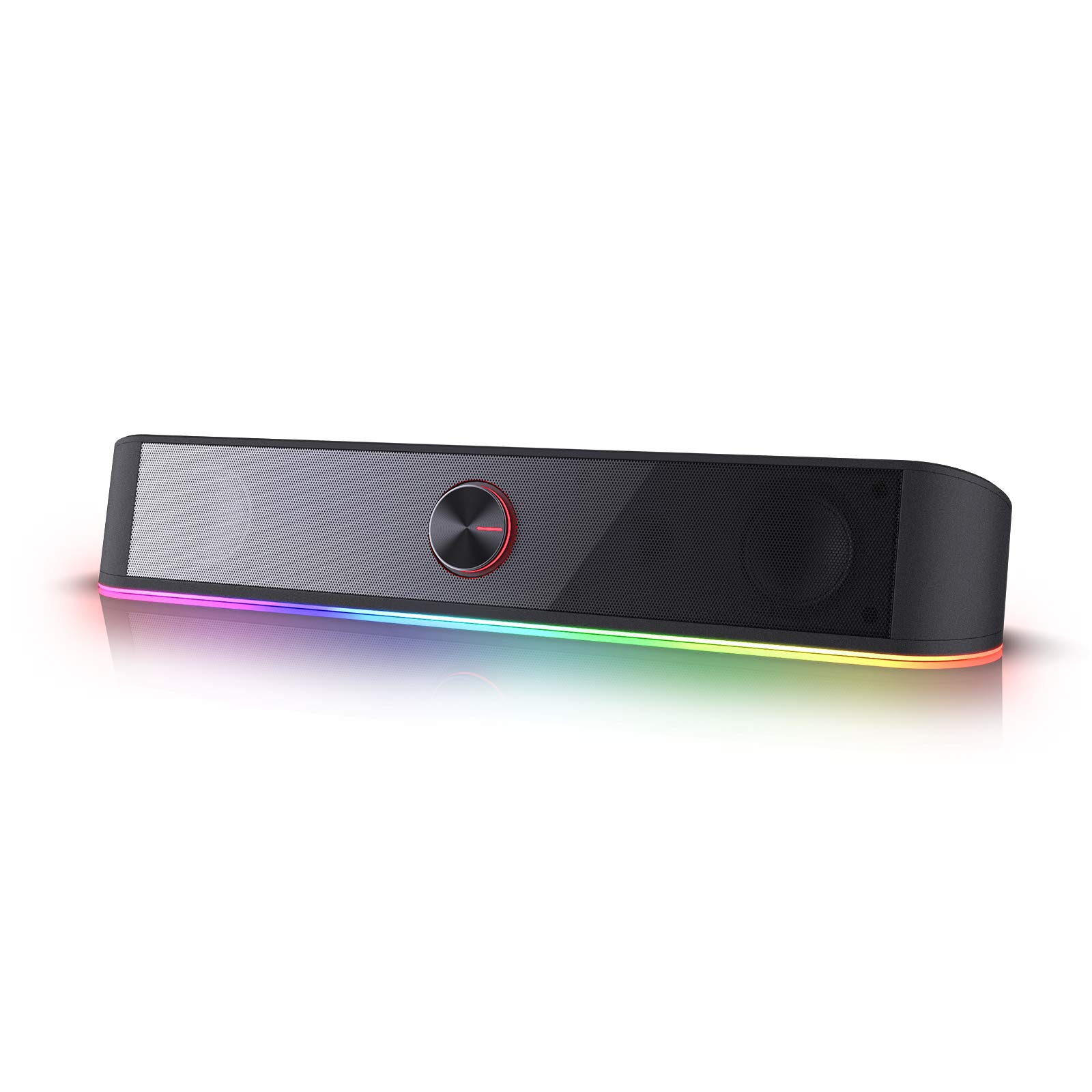 Redragon GS560 RGB Desktop Soundbar, 2.0 Channel Computer Speaker with Dynamic Lighting Bar Audio-Light Sync/Display, Touch-Control Backlit with Volume Knob, USB Powered w/ 3.5mm Cable