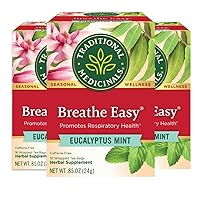 Traditional Medicinals Breathe Easy Eucalyptus Mint Herbal Tea, Promotes Respiratory Health, (Pack of 3) - 48 Tea Bags Total