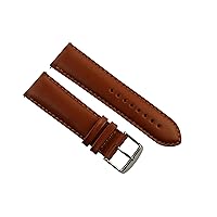 24mm Tan/Tan Genuine Smooth Leather Watch Strap Straps Band Mens Gents Padded SS Buckle