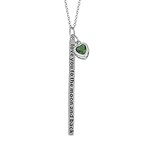 Kooljewelry Sterling Silver Cubic Zirconia Love You to The Moon and Back Birthstone Necklace
