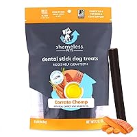 Shameless Pets Dental Treats for Dogs, Carrate Chomp - Healthy Dental Sticks with Skin & Coat Support for Teeth Cleaning & Fresh Breath - Dog Bones Dental Chews Free from Grain, Corn & Soy