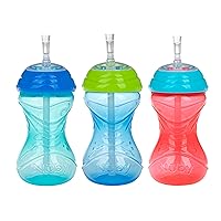 3 Piece No-Spill Easy Grip Cup with Flex Straw, Clik It Lock Feature, Boy, 10 Ounce