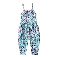 Kids Girls One Piece Floral Print Romper Jumpsuit Sleeveless Elastic Waist Boho Style Playsuit Casual Clothes