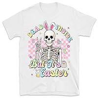 Dead Inside But It's Easter Shirt, Retro Easter Bunny Skull Skeleton Shirt, Groovy Easter Shirt, Vintage Easter Day Gift