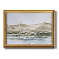 Seascape Wall Art Blue Ocean and Mountain Painting Modern Abstract Artwork for Home Décor Gold Framed Canvas Prints Wall Decorations for Bathroom and Kitchen 20x28 Inch LS004