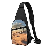Sling Bag Crossbody for Women Fanny Pack Sand Dunes Chest Bag Daypack for Hiking Travel Waist Bag